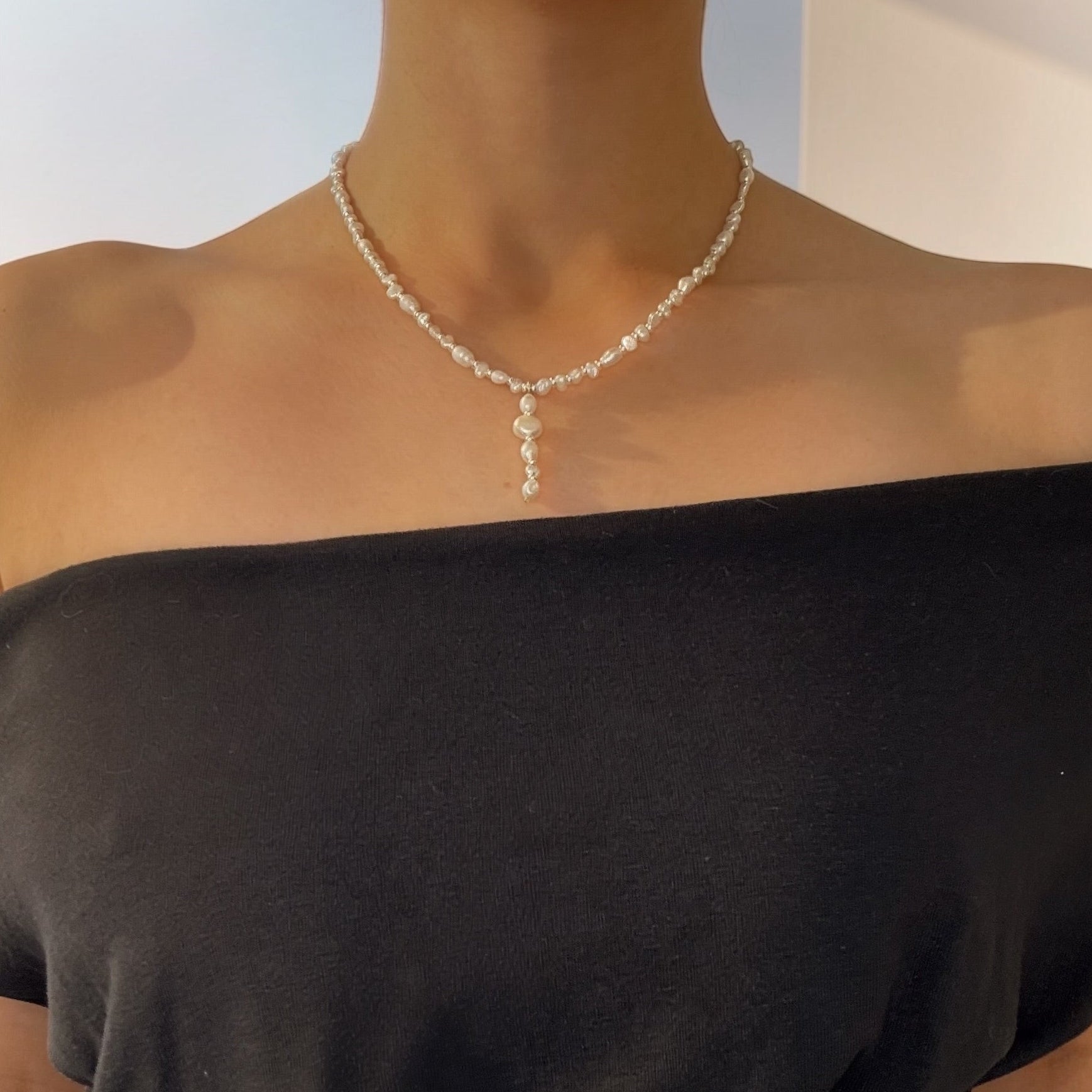 Serena Pearl & Sterling Silver Drop Necklace