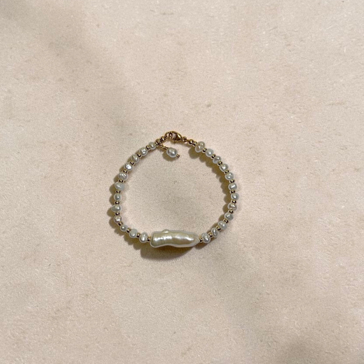 Pearl Nugget Bracelet with Pearl Pendent