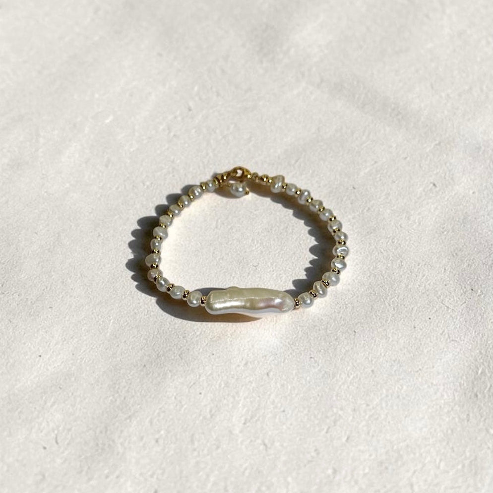 Pearl Nugget Bracelet with Pearl Pendent