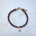 Alice Garnet Bracelet With Pearl Pendent