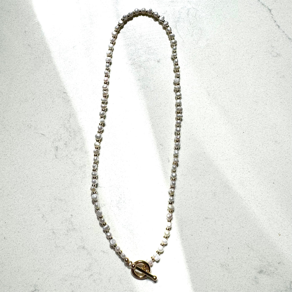 Eve Chain Nuggets Pearl Necklace With Bar & Toggle